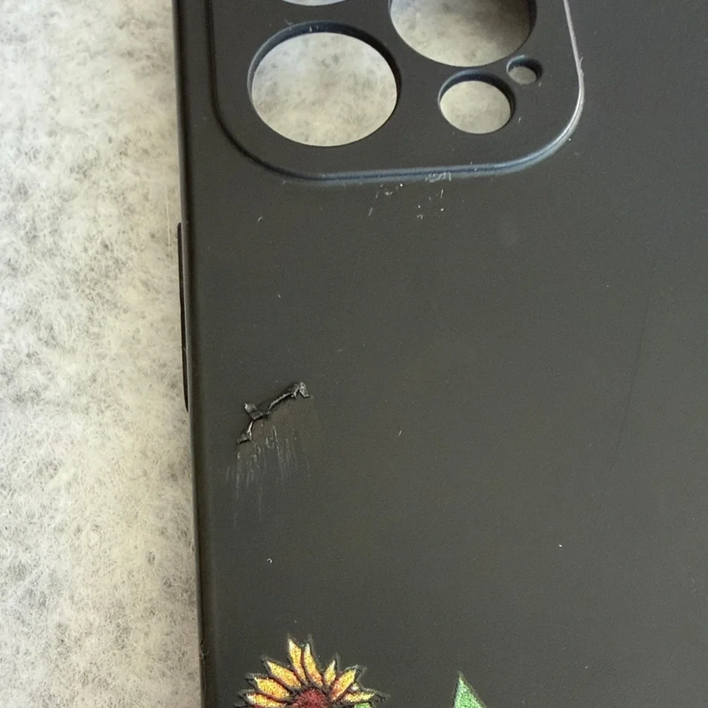 Apple Black Case with Orange Butterfly and Yellow Flowers